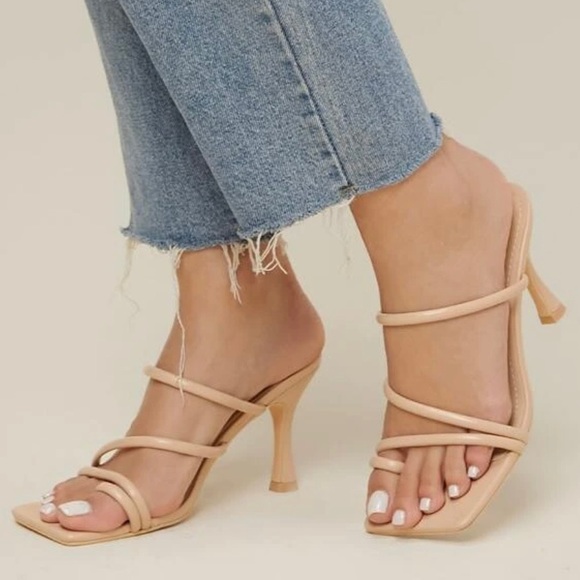 Nude open toe stiletto heels👡7.5 - Picture 1 of 3